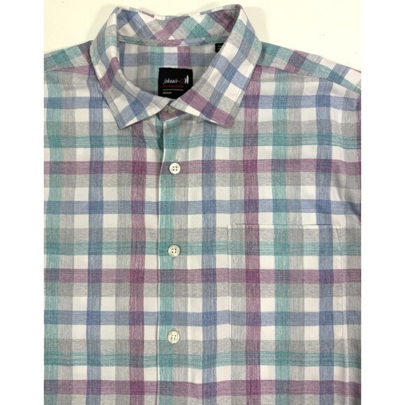 Johnnie-O Mens Performance Shirt Size Medium Dallas National Golf Club Plaid - Picture 3 of 9